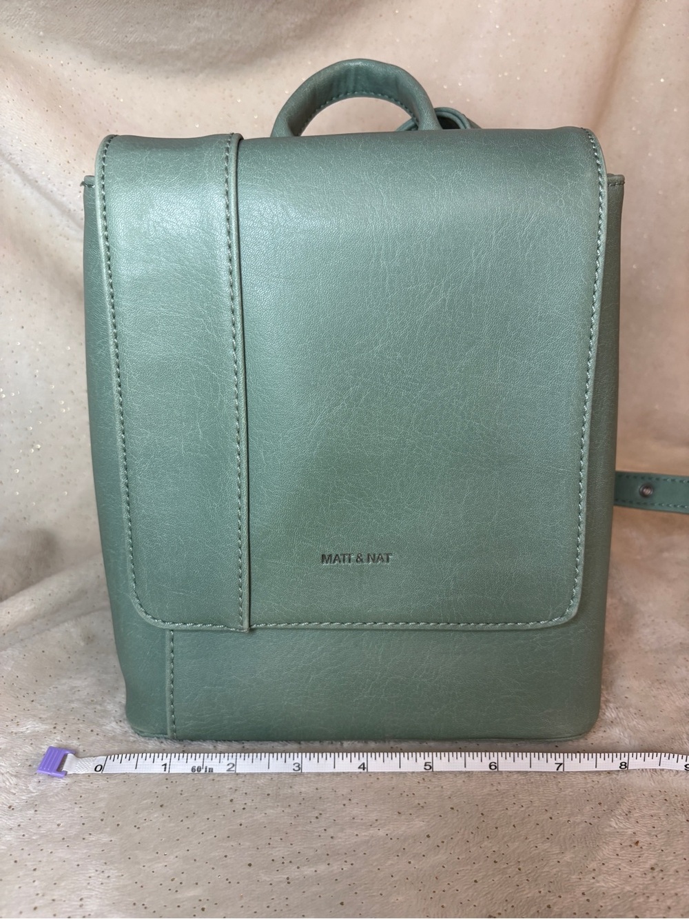 MATT & NAT Sage Green Vegan Leather Small Convertible Backpack Handbag